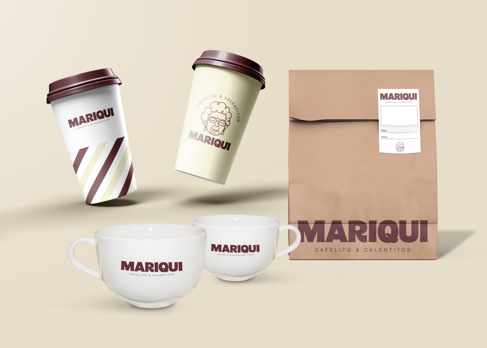 Vasos, tazas y bolsa de Mariqui